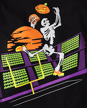 Boys Skeleton Football Player Graphic Tee