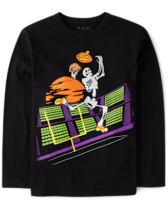 Boys Skeleton Football Player Graphic Tee