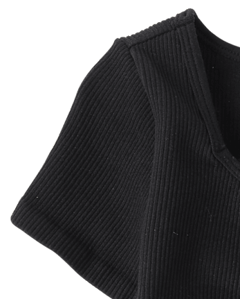 Haut froncé côtelé sans coutures pour fille