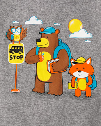 Toddler Boys Animal Bus Stop Graphic Tee