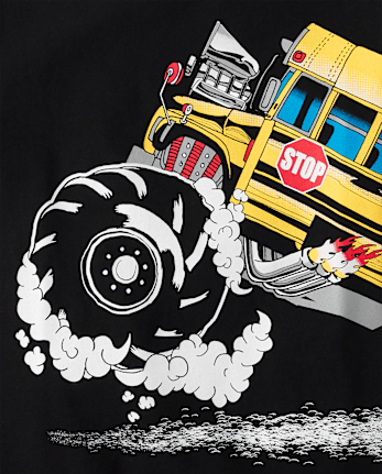 Boys Monster Truck School Bus Graphic Tee