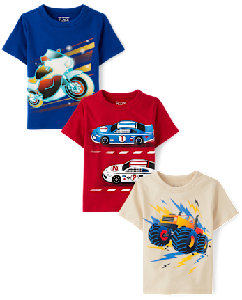 Lot de 3 t-shirts graphiques pour bébés et tout-petits garçons