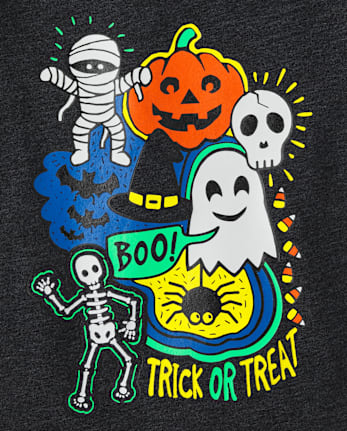 Baby And Toddler Boys Glow Halloween Doodles Graphic Tee