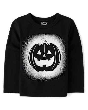 Baby And Toddler Boys Glow Pumpkin Face Graphic Tee