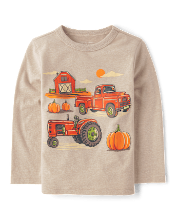 T-shirt graphique pour bébés et petits garçons avec motif de véhicules de la ferme