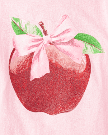 Girls Apple Bow Graphic Tee