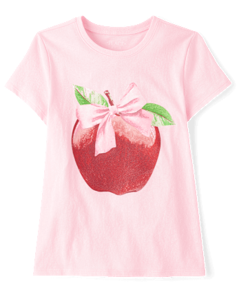 Girls Apple Bow Graphic Tee