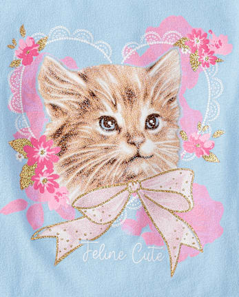 Girls Cat Heart Graphic Tee