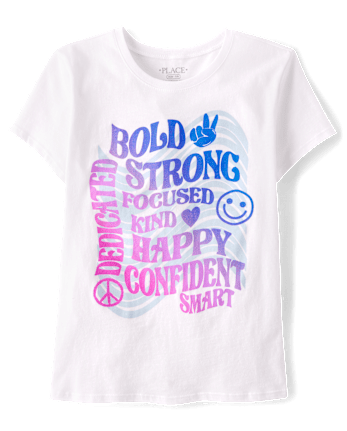Girls Confidence Words Graphic Tee