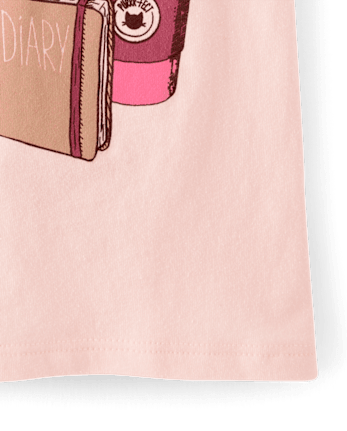 Girls Pink Cat Things Graphic Tee