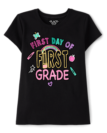 Girls First Day First Grade Graphic Tee