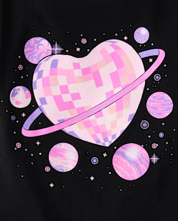 Girls Space Disco Heart Graphic Tee