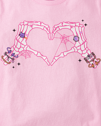 Girls Skeleton Heart Graphic Tee