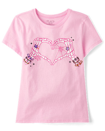 Girls Skeleton Heart Graphic Tee