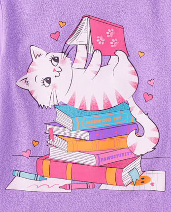 Toddler Girls Reading Cat Graphic Tee