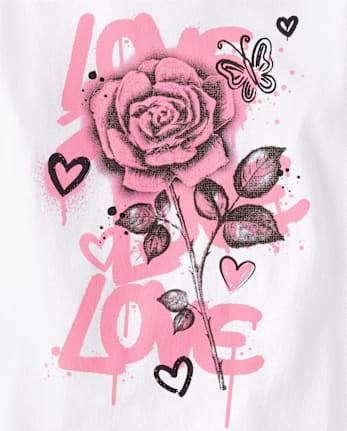 Girls Love Graffiti Rose Graphic Tee