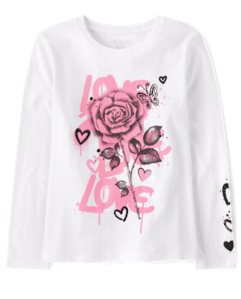 Girls Love Graffiti Rose Graphic Tee