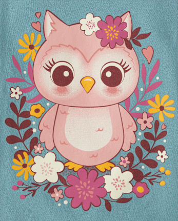 Toddler Girls Flower Owl Graphic Tee