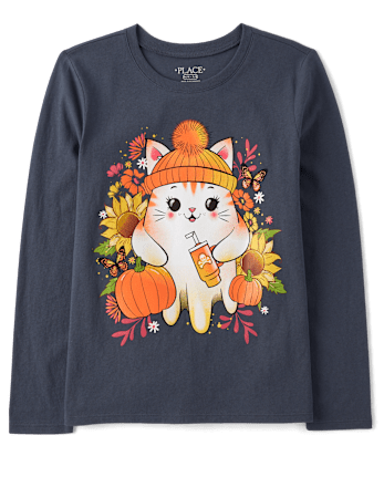 Girls Ghost Cat Graphic Tee