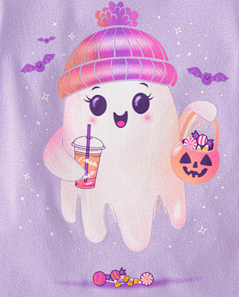 Baby And Toddler Girls Beanie Ghost Graphic Tee