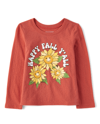 Baby And Toddler Girls Happy Fall Y'all Graphic Tee