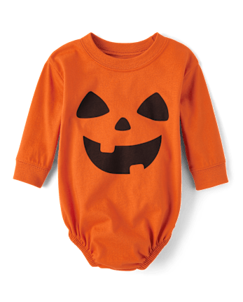 Baby Pumpkin Face Graphic Bubble Bodysuit