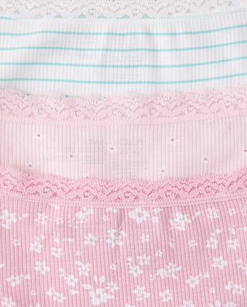 Girls Floral Ribbed Hipster Underwear 7-Pack