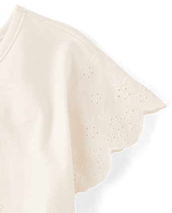 Girls Graphic Eyelet Top