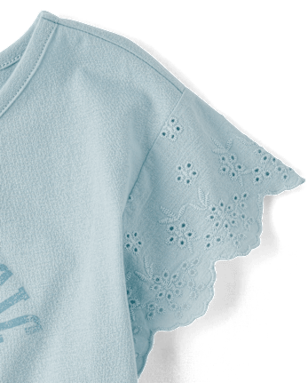 Girls Graphic Eyelet Top