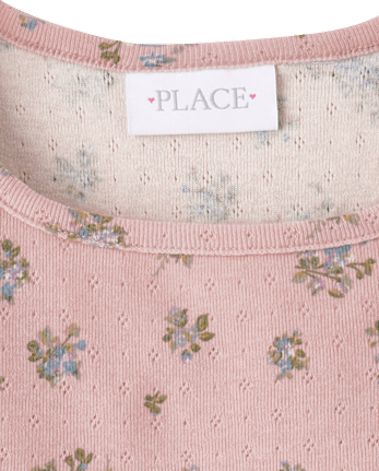 Girls Floral Pointelle Baby Tee