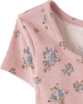 Girls Floral Pointelle Baby Tee