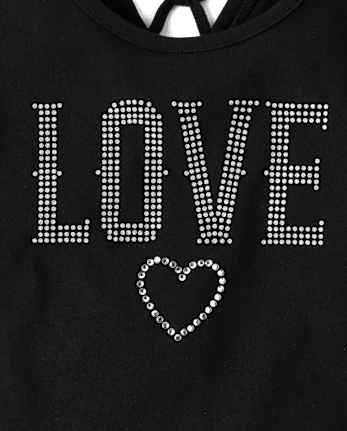 Girls Glitter Rhinestone Love Top