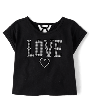 Girls Glitter Rhinestone Love Top