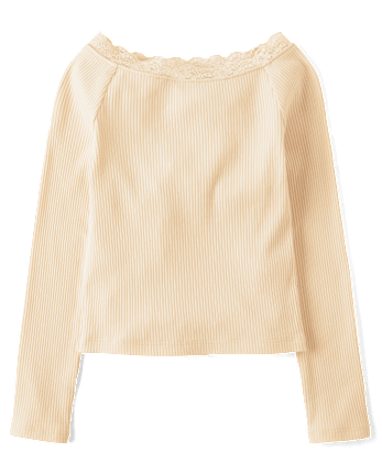 Girls Ribbed Off Shoulder Top