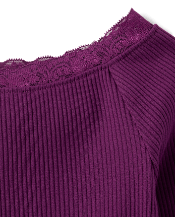 Girls Ribbed Off Shoulder Top