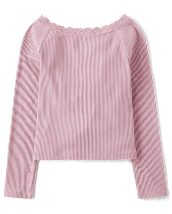 Girls Ribbed Off Shoulder Top