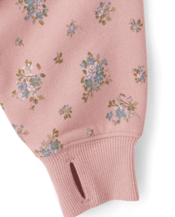 Girls Print Fleece Zip Up Hoodie