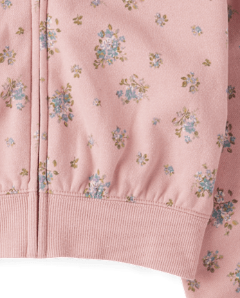 Girls Print Fleece Zip Up Hoodie