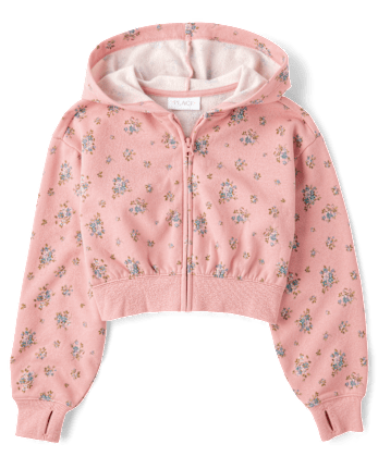 Sweat à capuche zippé en polaire imprimé pour fille