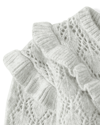 Girls Ruffle Pointelle Sweater