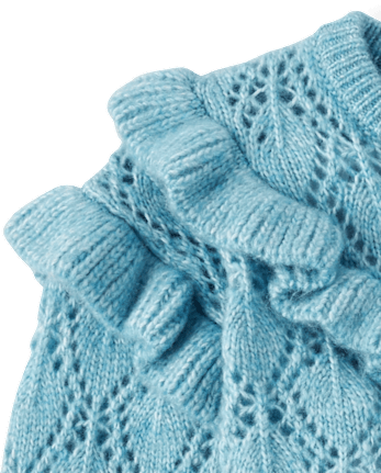 Girls Ruffle Pointelle Sweater