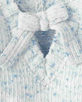 Girls Bow Back Cable Knit Chenille Sweater