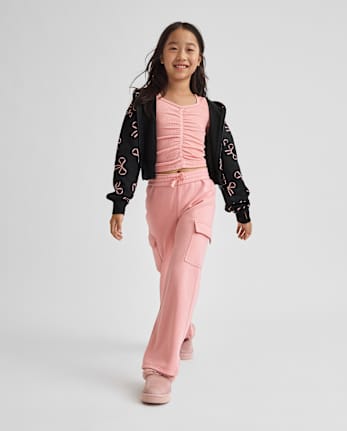 Pantalon cargo large en polaire de qualité supérieure pour fille