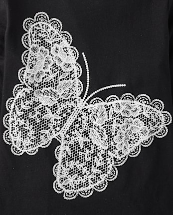 Girls Lace Butterfly Graphic Tee