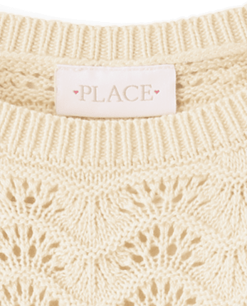 Girls Scalloped Pointelle Sweater