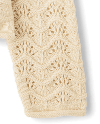 Girls Scalloped Pointelle Sweater
