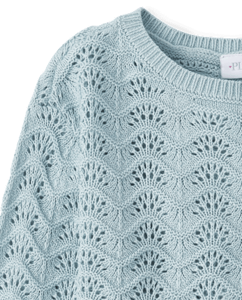 Girls Scalloped Pointelle Sweater