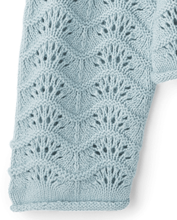 Girls Scalloped Pointelle Sweater