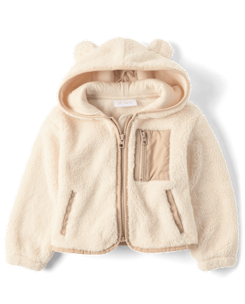 Toddler Girls Heavyweight Sherpa Zip Up Jacket