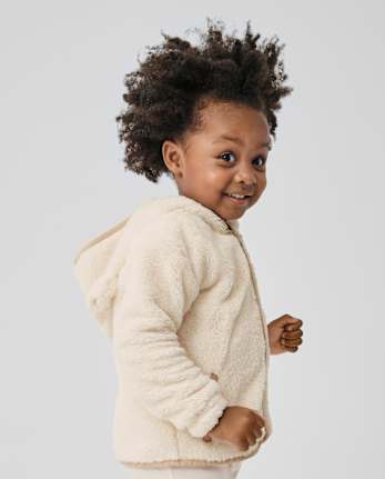 Toddler Girls Heavyweight Sherpa Zip Up Jacket